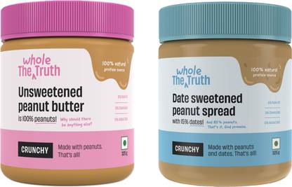 The Whole Truth - Unsweetened Peanut Butter + Peanut Butter with Dates Crunchy Combo -