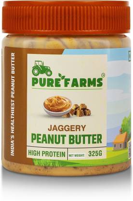 PURE FARMS Organic Jaggery Peanut Butter Sweetened Snacks, Healthy Protein & Fiber