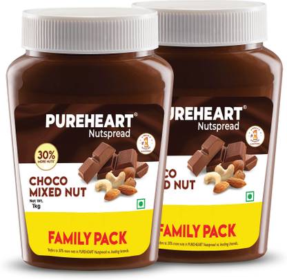 PUREHEART Nut Spread Choco Mixed Nut | Nutty Chocolate Spread for Breakfast| Creamy Snack