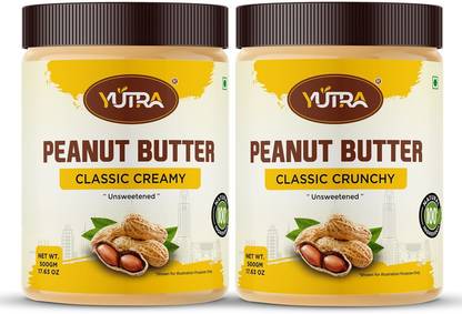 YUTRA High Protein Peanut Butter CLASSIC CREAMY 500gm & CLASSIC CRUNCHY 500gm COMBO