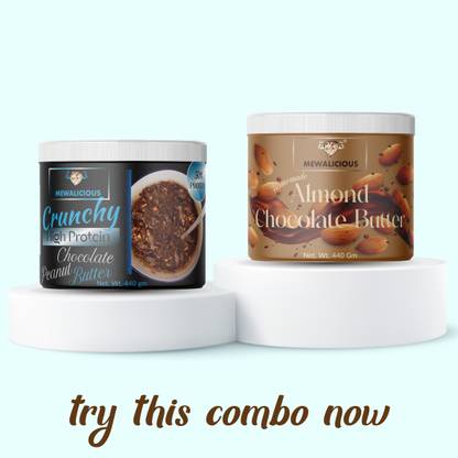 mewalicious Almond Butter Chocolate Flavour, Creamy + High Protein Peanut Butter, Crunchy