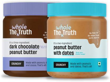 The Whole Truth - Peanut Butter with Dates + Dark Chocolate Peanut Butter Crunchy Combo -