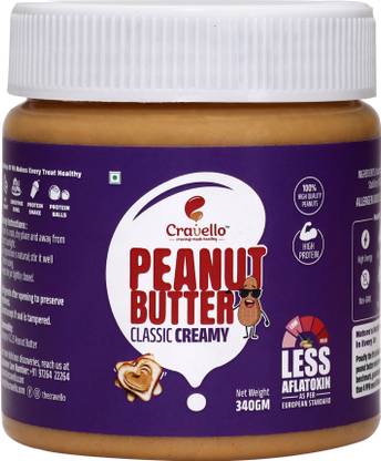 Cravello Pure Classic Creamy Peanut Butter 340g | Gluten & Cholesterol Free