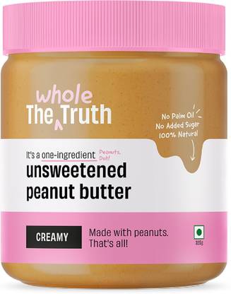 The Whole Truth Unsweetened Peanut Butter-Creamy|No Added Sugar| High Protein | No Preservatives
