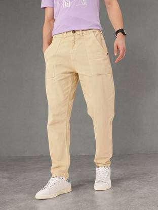 Glitchez Flared Men Beige Jeans