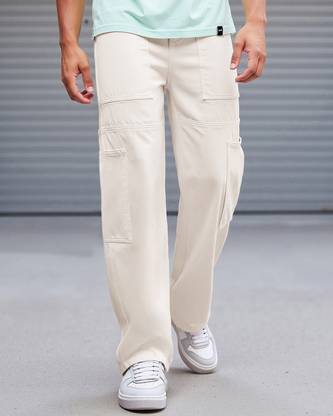 BEWAKOOF Baggy Cargo Carpenter Loose Fit Men Beige Jeans