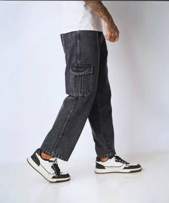 Playfeel Loose Fit Men Grey Jeans