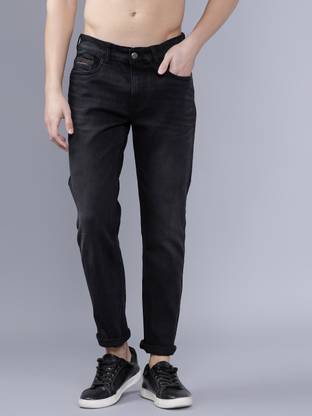 Men Slim Mid Rise Black Jeans