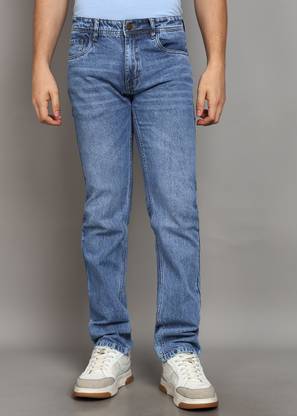 Men Tapered Fit Mid Rise Light Blue Jeans