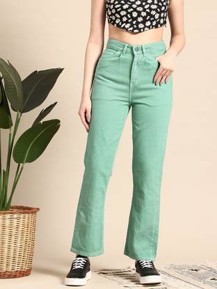 Mast & Harbour Straight Fit Women Green Jeans