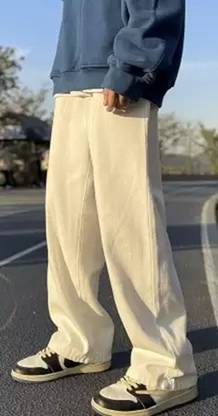 gntrends Loose Fit Men Beige Jeans