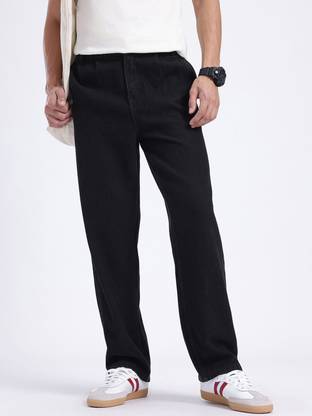 Glitchez Relaxed Fit Men Black Jeans