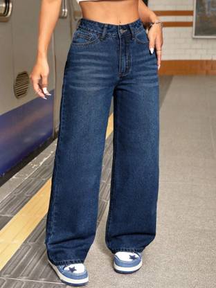 Herway Relaxed Fit Women Dark Blue Jeans