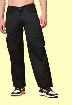 Flaring Loose Fit Men Black Jeans