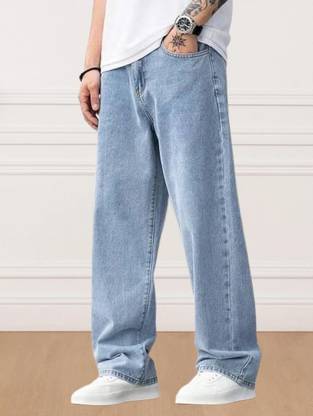 BESTLOO Loose Fit Men Light Blue Jeans