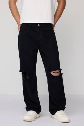Star4well Relaxed Fit Men Black Jeans