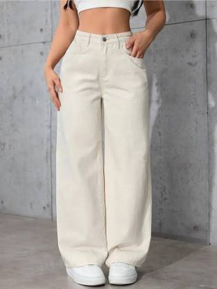 PINKLIT Loose Fit Women Beige Jeans