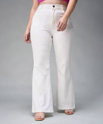 Miss Chase Boot-Leg Women White Jeans