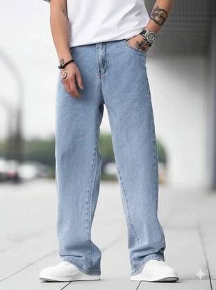 SHINIK Loose Fit Men Light Blue Jeans