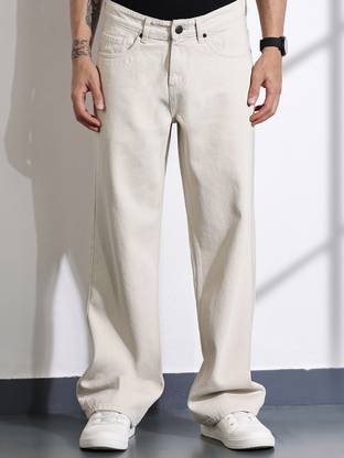 Thomas Scott Loose Fit Men Beige Jeans