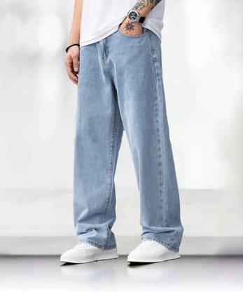Veltick Loose Fit Men Light Blue Jeans