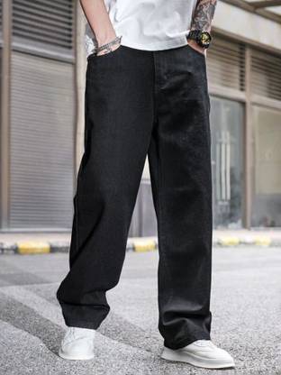 forufit Loose Fit Men Black Jeans