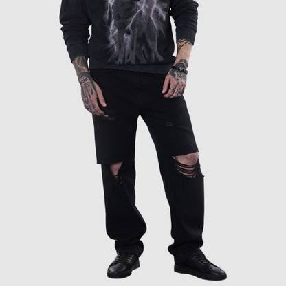 Snitch Loose Fit Men Black Jeans