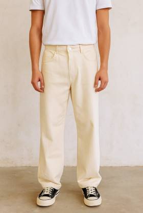 HouseOfCommon Relaxed Fit Men Beige Jeans