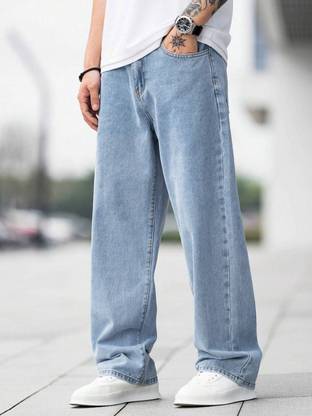 MEIXN Loose Fit Men Light Blue Jeans