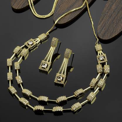 ZENEME Brass Gold Jewellery Set