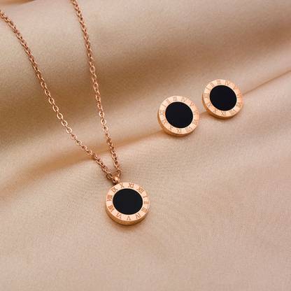 MYKI Stainless Steel Copper Rose Gold Jewellery Set