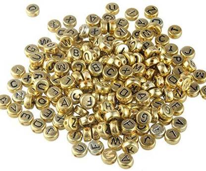 53 Arts Gold Round Acrylic Letter Beads Alphabet Round Beads Jewelry Design Template