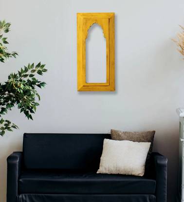 Craft Tree Craft Tree Yellow MDF Handpainted Carved Wall Hanging Frame Wooden Jharokha