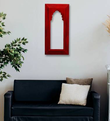 Craft Tree Traditional Wall Hanging Carving Jharokha Frame in Red Colour Wooden Jharokha
