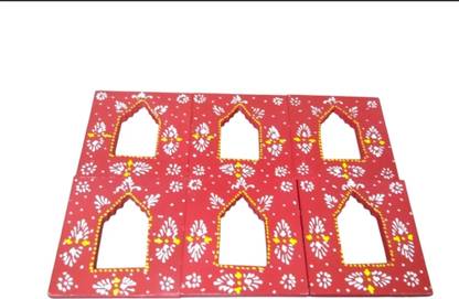 RAJ DECOR INTERNATINAL RED 6 PCS JHAROKHA WALL MOUNTED Wooden Jharokha