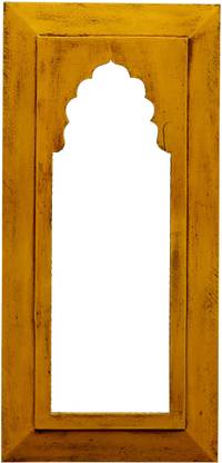 Craft Tree Mdf Wall Hanging Carving Frame in Yellow Colour (Inner Size L6*H17 Inch) Wooden Jharokha
