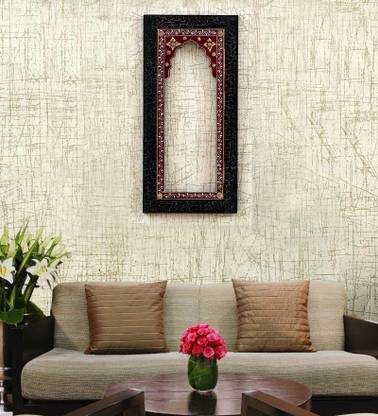 Craft Tree Traditional Handpainted Black Color Decorative Crackle Jharokha Frame Wooden Jharokha