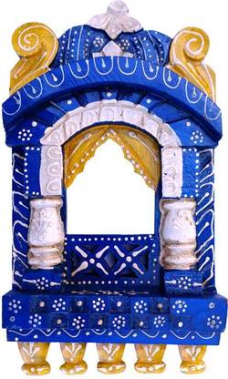 woodthink Handcrafted Blue Wooden Jharokha Wall Hanging Wooden Jharokha