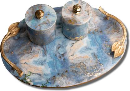 THE VM Store CraftFlow Resin Tray Combo 2 container, Oval shape tray Glass Tray Set