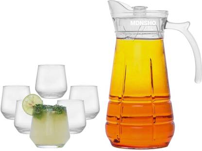 Joy2u (pack of 7)Glassware Imported Crystal Glass Pitchers Jug (1.7 L) 6 Glass Jug Glass Set