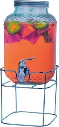 Armin Glass Cold Water Beer Dispenser, Clear, Beverage Drink Dispenser with stand 4L Bottled Water Dispenser