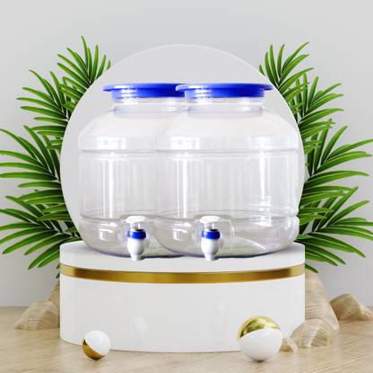 BLVD 10 Liter Water Dispensr Jar, BPA Plastic Water Can, Pack-2, (White) Bottom Loading Water Dispenser