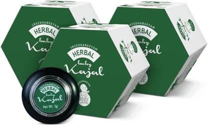 Sreedhareeyam Ayurveda Herbal Baby Kajal (Pack of 3) - From Renowned Eye Hospital For New Born