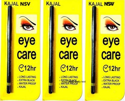 nsv Eyecare Kajal for Eye Waterproof (Pack of three) Matte Finish
