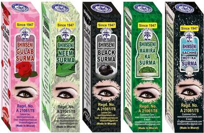 Bhimseni Karyalay Bhimseni Sachhe Moti, Mamira, Gulab, Neem, Black SURMA (5 IN One Pack)