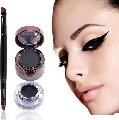 ADJD Eye Makeup Smudge Proof Set Black Cake Eyeliner and Gel Kajal