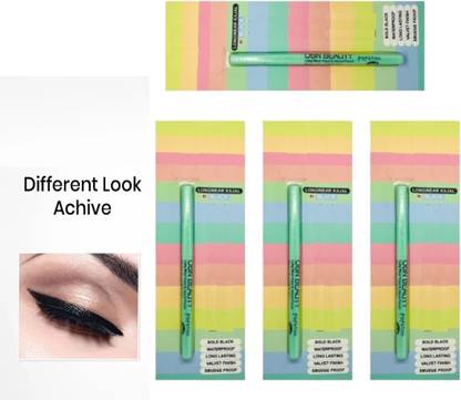 RED4 Eyes Black color Kajal Intense Black 24Hr Waterproof Matte Finish 4p