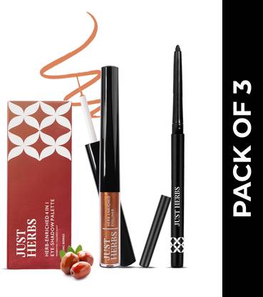 Just Herbs Eye Glam Essentials Pack Of 3 | Eye Shadow, Eyeliner, Kajal