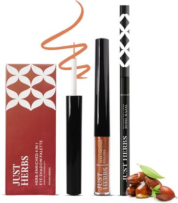 Just Herbs Eye Glam Essentials Pack Of 3 | Eye Shadow, Eyeliner, Kajal