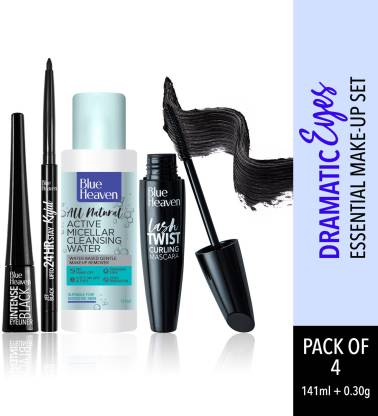BLUE HEAVEN Dramatic Eyes Essential Make-up Set-Mascara+ Kajal+ Eyeliner + Micellar Water